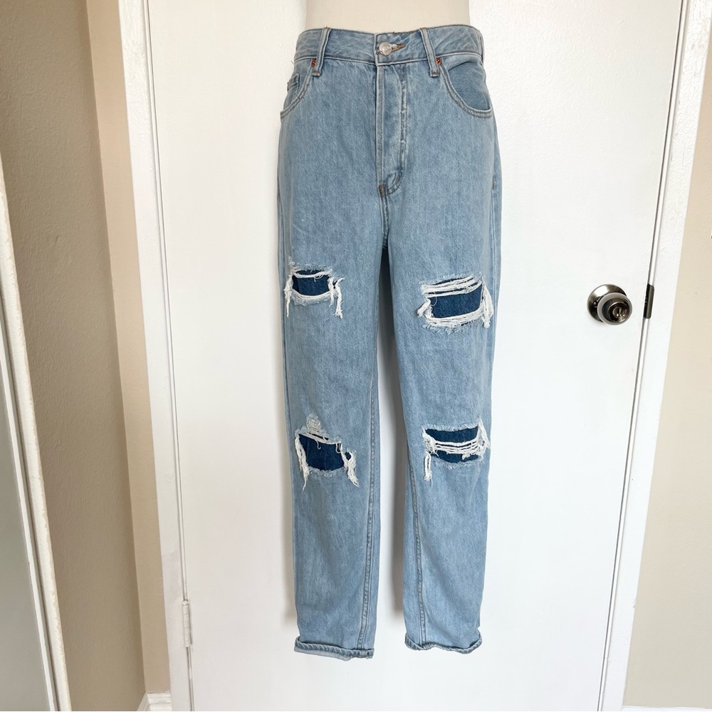 High Waisted Distressed Light Blue Mom Jeans Button fly 5 / 27